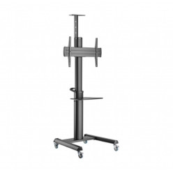 Height adjustable TV floor stand with caster wheels, 37- - 70-, Gembird -TVS-70T-02-, max. 70 kg, max. VESA 600 x 400, Tilt range: +5 ° ~ -12 °, Height adjustable shelf for equipment/camera, Dimensions: 772 x 648 x 2157 mm, Steel, Cable management, Black